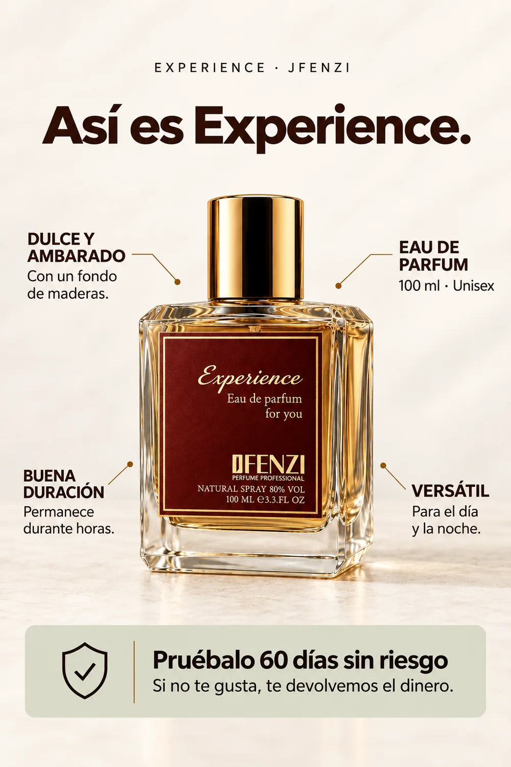 Características de Experience y prueba de 60 días sin riesgo.