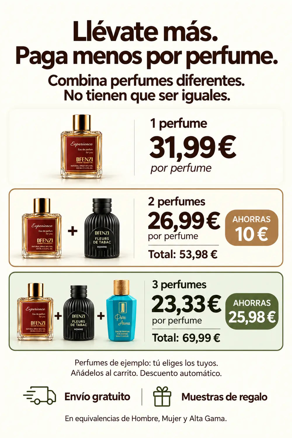 Oferta por cantidad: combina perfumes diferentes con Experience.