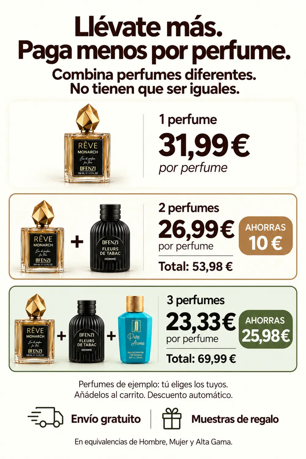 Oferta por cantidad: combina perfumes diferentes con Rêve Monarch.
