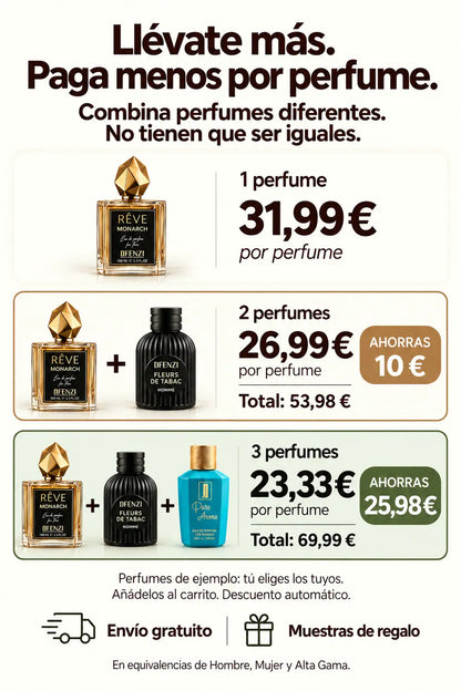 Oferta por cantidad: combina perfumes diferentes con Rêve Monarch.
