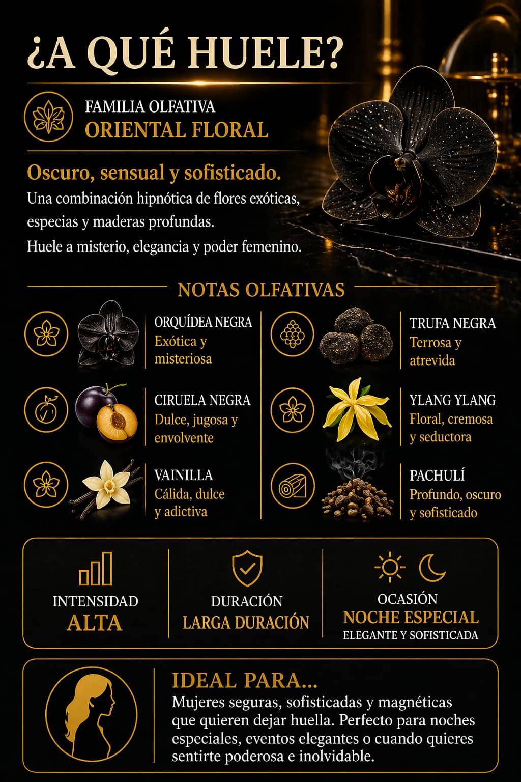 Inspirado en Black Orchid para mujer